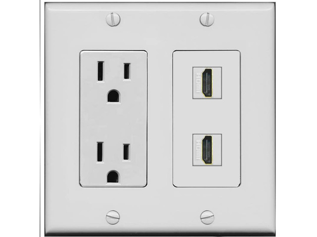 HDMI Wall Plate 2 Port - Outlet [Gray/Gray]