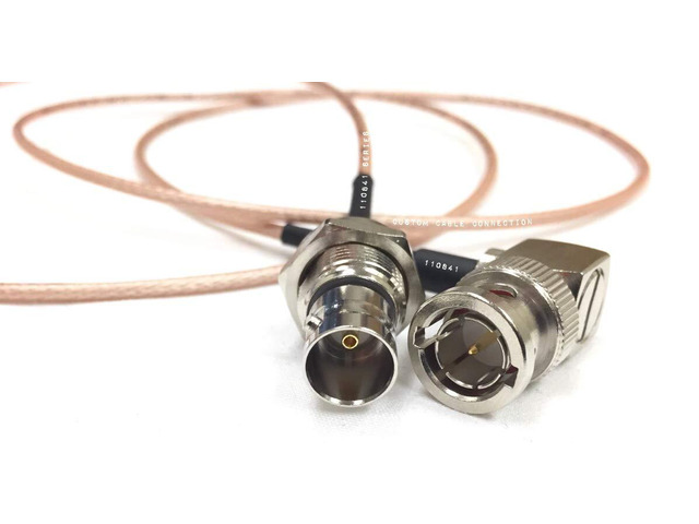 5 Foot HD-SDI RG179 Right Angle Male BNC to Female Bulkhead BNC (75 Ohm) Cable for BMCC BMPC Hyperdeck Cameras