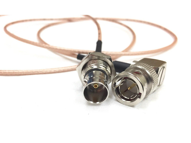 1.5 Foot BNC Right Angle Male to BNC Female Bulkhead RG179 75 Ohm Extension Cable by