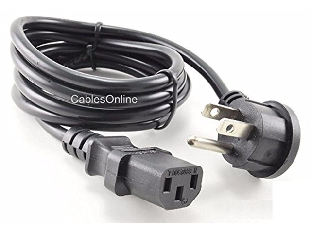 CablesOnline, 6ft Flat Plug AC Power Cord, Flat Right-Angle NEMA 5-15P to IEC C13, 18 AWG, PC-306L