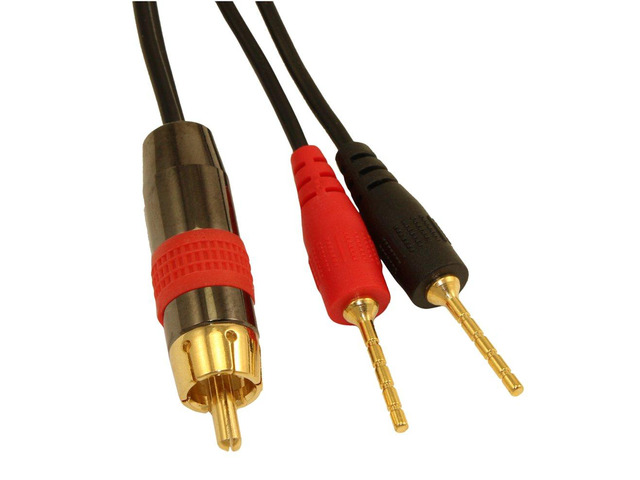 MyCableMart 12ft 1 Wire SubWoofer 18AWG (1 RCA to 2 Pos/Neg Speaker Connects) Cable