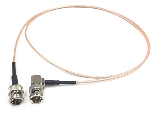 50 Foot BNC Right Angle Male to BNC Male RG179 75 Ohm Cable by