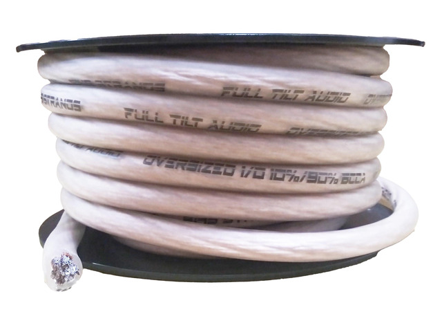 Full Tilt by 1/0 AWG Hybrid Power Wire 50ft Spool, 10% OFC / 90% CCA, Tinned Copper Strands, Ultra Flexible, 5145 Strands, Anti-Corrosion Matte...
