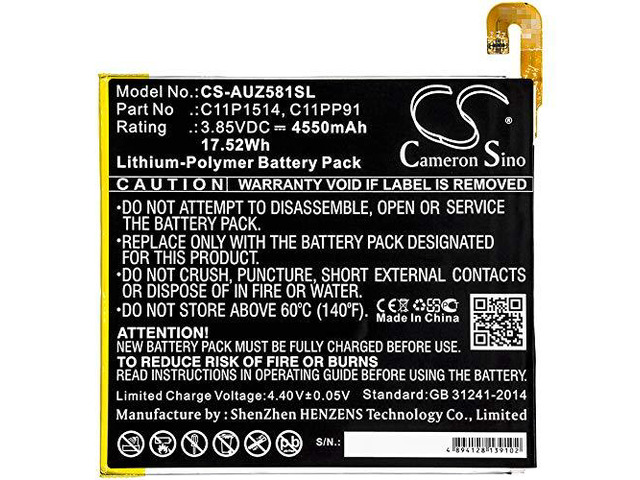 Li-Polymer Replacement Battery for P008 ZT581KL ZenPad 3 8.0 Z581KL ZenPad Z8 XLTE Zenpad Z8 PN C11PP91 M619 C11P1514 0B200-01970000 4550mAh