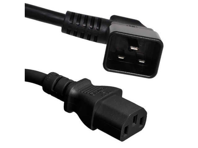 Right Angled C20 to C13 Power Cord - 5 Foot, 15A/250V, 14/3 AWG, IEC 60320 - Part # IBX-67202-05 (5 ft)
