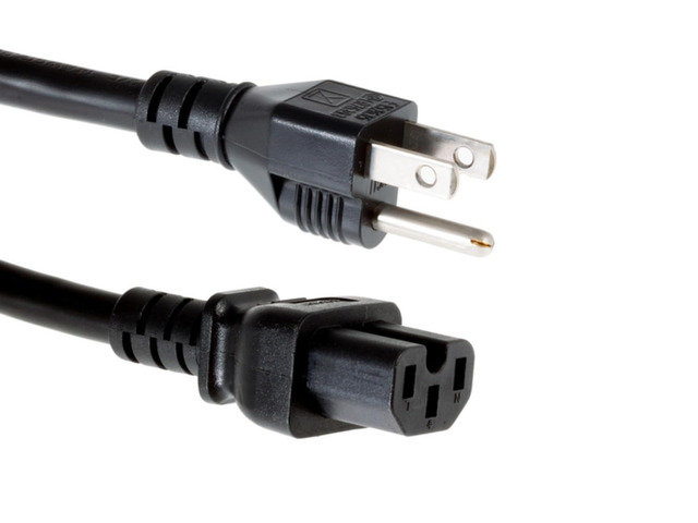 Heavy Duty AC Power Cord, (Compatible with Cisco P/N CAB-7KAC), 15A/125V, 14 AWG, 5-15P to C15, (NEMA 5-15P to IEC-60320-C15) 10 ft