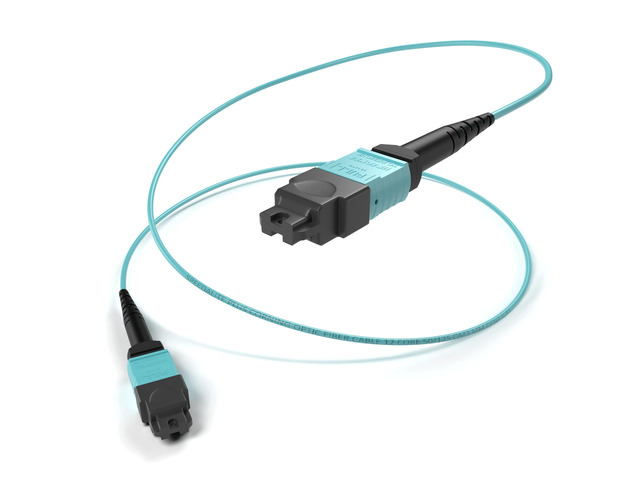 2 Meter OM3 12-Fiber MTP Female to MTP Female Trunk Cable, 100Gig, OFNP Plenum Rated, Type B Polarity, Corning Glass, High-Density Backbone Fiber...