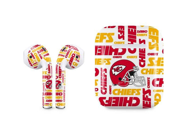Decal Audio Skin Compatible with Apple AirPods - Officially Licensed NFL Kansas City Chiefs White Blast Design