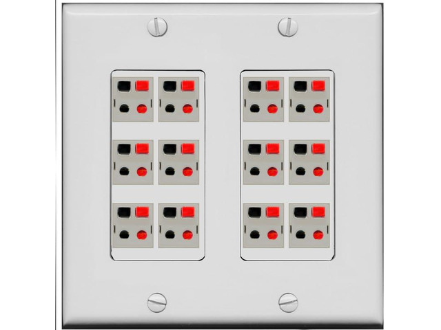 12.0 Surround Sound Speaker Cable Terminal Wire Wall Plate for Home Theater - 2 Gang [Gray/Gray]