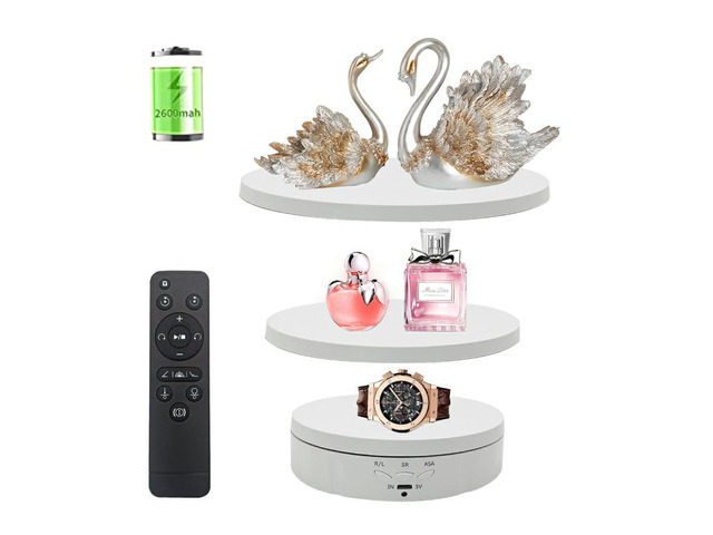 3 in 1 Rotating Display Stand with 5.9/7.08/8.66 inch Replacement Cover, 360 Degree Rotating Display Stand with Remote Control for Photography...