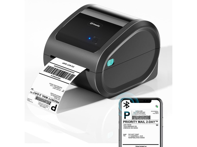 Bluetooth Shipping Label Printer with Built-in Label Bin D520BT 4x6 Thermal Label Printer for Small Business, Thermal Printers Compatible with...