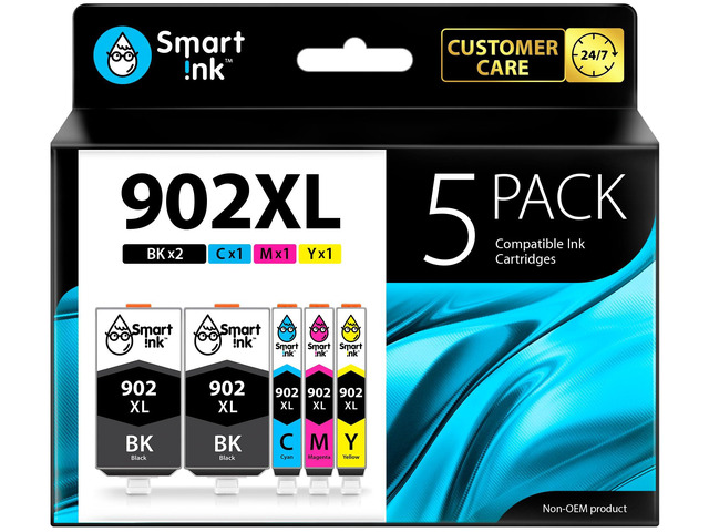 Compatible Ink Cartridge Replacement for HP 902XL 902XL (2 Black XL & C/M/Y XL 5 Combo Pack) to use with Officejet Pro 6978 6968 6974 6975 6960...