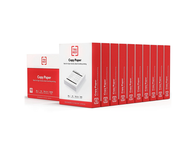 TRU RED by Copy & Printer Paper, 8.5x11, 20lb, 92 Bright, 5,000 Sheets/Carton