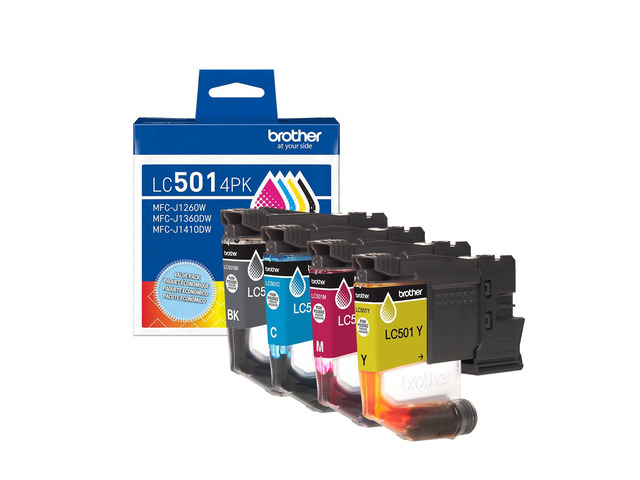 Genuine LC5014PK 4-Pack (1 Each of) Standard Yield Black, Cyan, Magenta, and Yellow Ink Cartridges Genuine LC5014PK 4-Cartridge Set: Bk250 Pages, C...