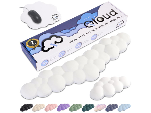 Cloud Keyboard Wrist Rest Qloud Cloud Wrist Rest for Computer Keyboard and Mouse, Ergonomic Memory Foam Wrist Pad with Non-Slip Base, Includes...