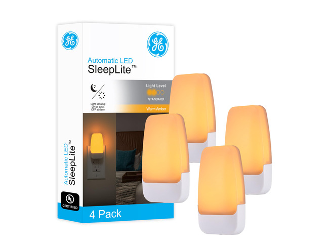 SleepLite Plug in Night Light with Dusk to Dawn Sensor, 4 Pack Night Lights Plug Into Wall, Amber 2200K Light for Bedroom, Bathroom, and Nursery,...