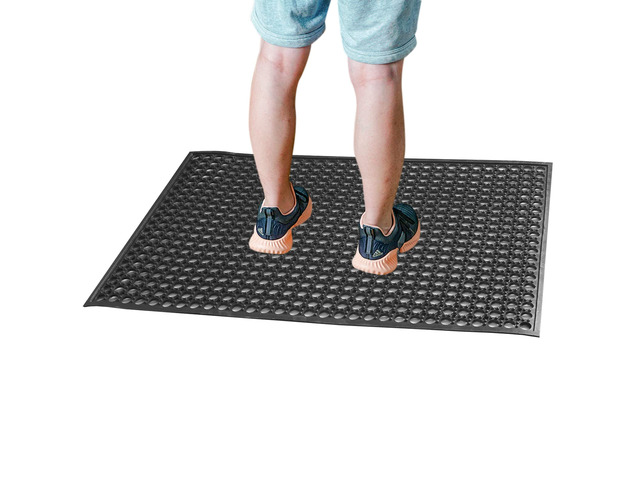 Outdoor Rubber Mat Kitchen Anti-Fatigue Floor Mats (24' x 36') Restaurant Bar Floor Mat New Rubber Non Slip Drainage Mat Black