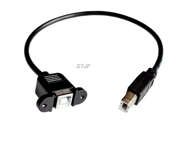 High Speed 30CM M/F USB 2.0 Type B Male to Female Right Angle Extension Data Cable Panel Mount For Printer Cable with Screw Hole