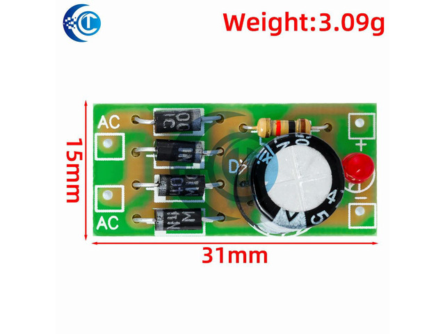 1N4007 Full Bridge Rectifier Module, AC to DC Converter 12V 1A Filter Power Supply Board