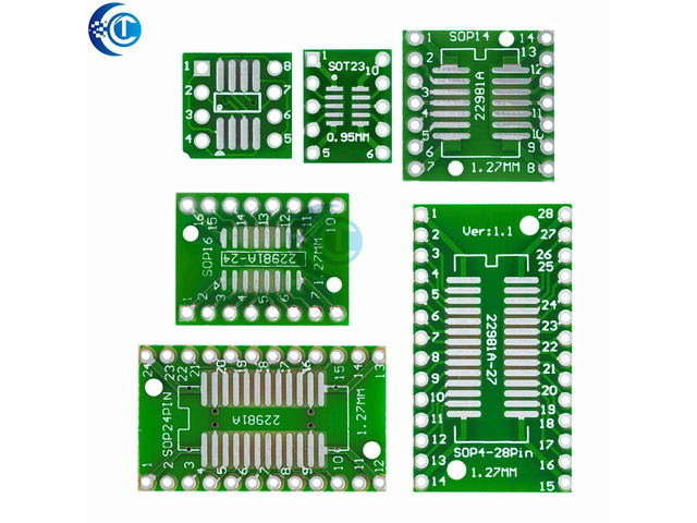 7-in-1 SMD to DIP Adapter Kit, 8-28 Pin Converter Board for SOP MSOP SSOP TSSOP SOT23 Components