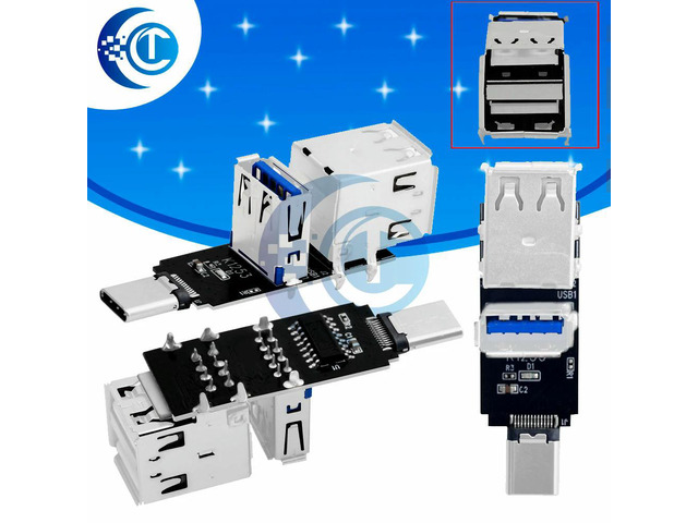 DIY USB Hub Expansion Board - 3-Port USB-A & Type-C Interface Converter for Electronics Projects