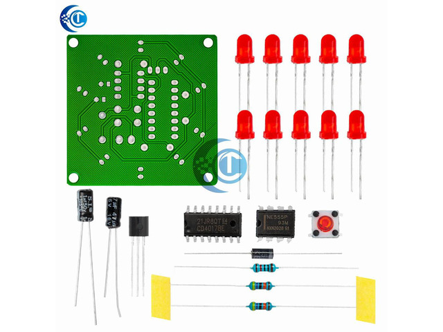 Lucky DIY Electronic Turntable Kit CD4017 & NE555 Pulse Generator Module with Built-in LED 3V/5V Compatible