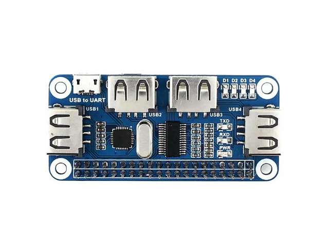 4 Port USB HUB HAT for Raspberry Pi Zero W WH USB To UART Onboard