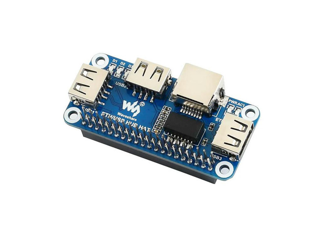 ETH/USB HUB HAT,Ethernet for Raspberry Pi, 1x RJ45, 3x USB