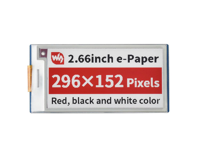 Pico-ePaper-2.66-B,2.66inch E-Paper E-Ink Display Module (B) for Raspberry Pi Pico 296*152 Red / Black / White SPI