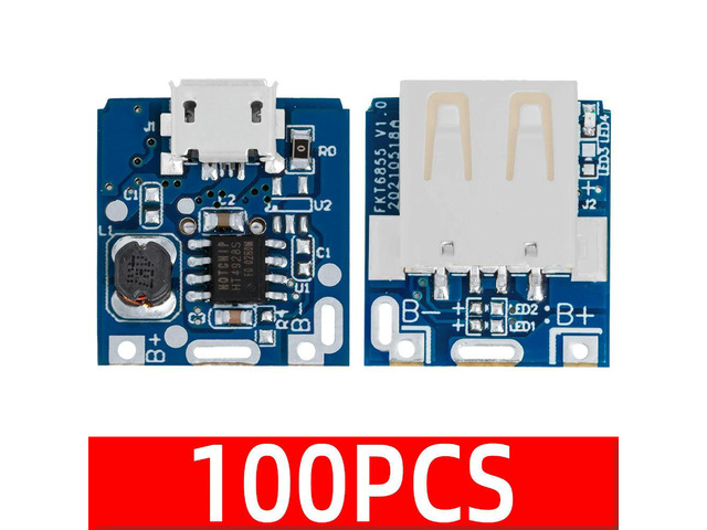 100PCS 5V LED Display Boost Power Module 134N3P Micro LiPo Charger with USB & Protection Board