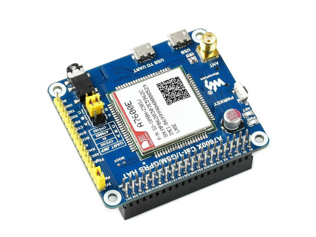 A7600E LTE Cat-1 HAT for Raspberry Pi Low Speed 4G Module 2G GSM GPRS for Southeast Asia West Asia Europe Afri