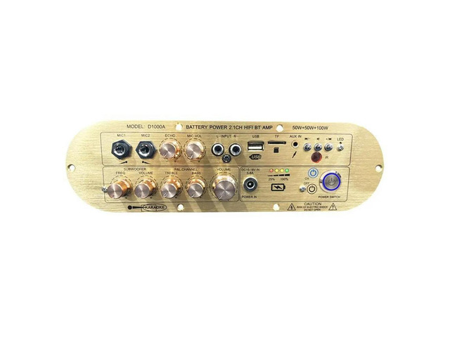 For high power subwoofer Bluetooth digital power amplifier board 2.1 channel 12V rechargeable high bass