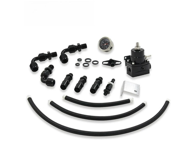 For Automotive Aluminum EFI Universal, Adjustable Pressure Regulator, Booster 100psiAN6 with Meter Hose Set