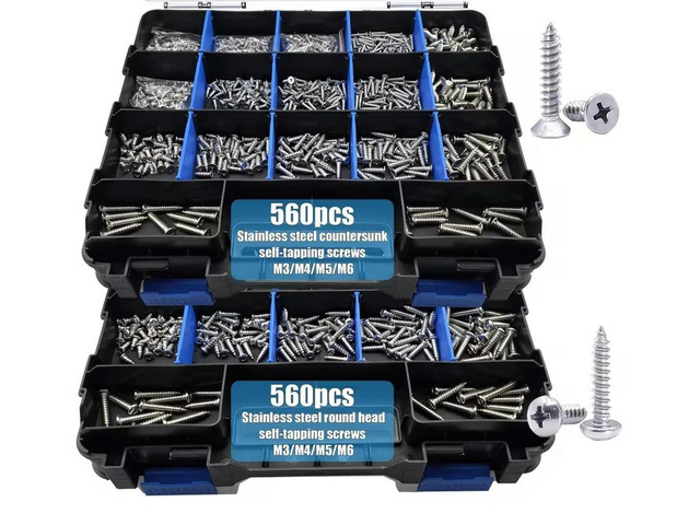 For 1120Pcs 304 Stainless Steel Cross Pan Head, Countersunk Head Self-tapping Screw Set