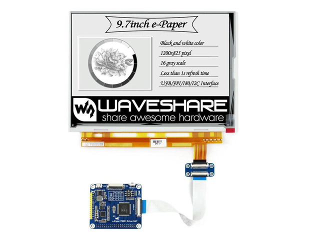 9.7 inch 1200*825 E-Ink Display HAT Supports Partial Refresh with Embedded Controller IT8951 for Raspberry Pi