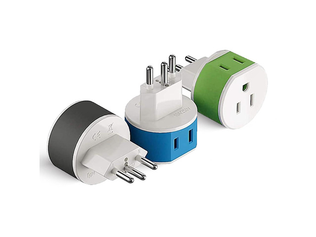 OREI Switzerland Power Plug Adapter with 2 USA Inputs - Travel 3 Pack - Type J (US-11A) Safe Grounded Use with Cell Phones, Laptop, Camera...