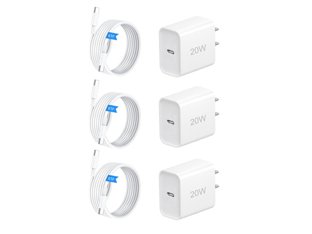 USB C Charger Block, 20W Fast Charge Type-C Adapter, 3 Pack USB C Wall Charger for iPhone 17/17 Pro/16/16 Pro/16 Pro Max/15/15 Plus/15 Pro/15 Pro Max