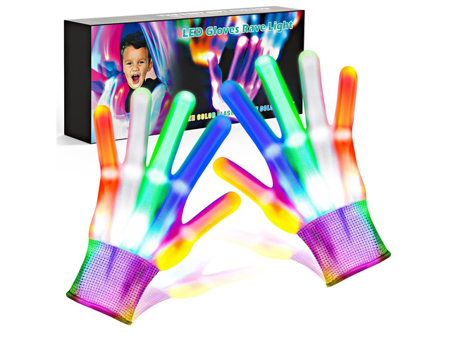 Leafunee Cool Toys LED Gloves,Boy Age 8-10 Years Old with 6 Flash Mode, Stocking Stuffers for Halloween Christmas Birthday Parties, Fun Gift 3 4 5...