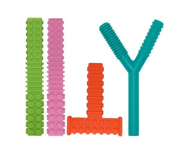 Sensory Chew Toys for Autistic Children, 4 Pack Silicone Chew Tube Teething Sticks Toys for Autism, ADHD, SPD, Chewies with Special Needs, Oral...