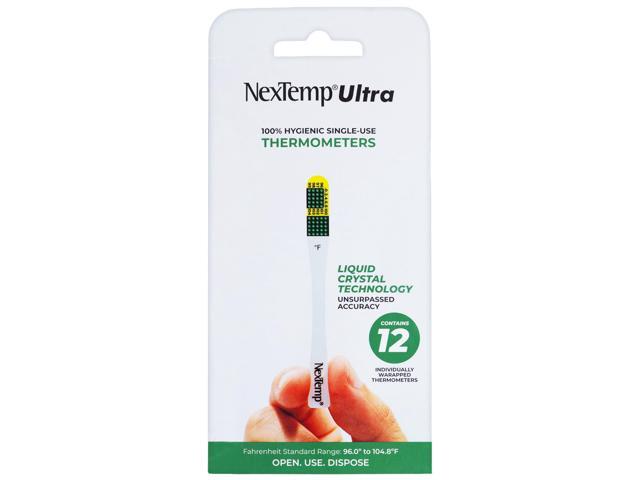 NexTemp Ultra Disposable Thermometer (12-Pack, Fahrenheit) Oral Thermometer for Adults, Single Use, Battery Free, Hygienic, High Accuracy Readings...