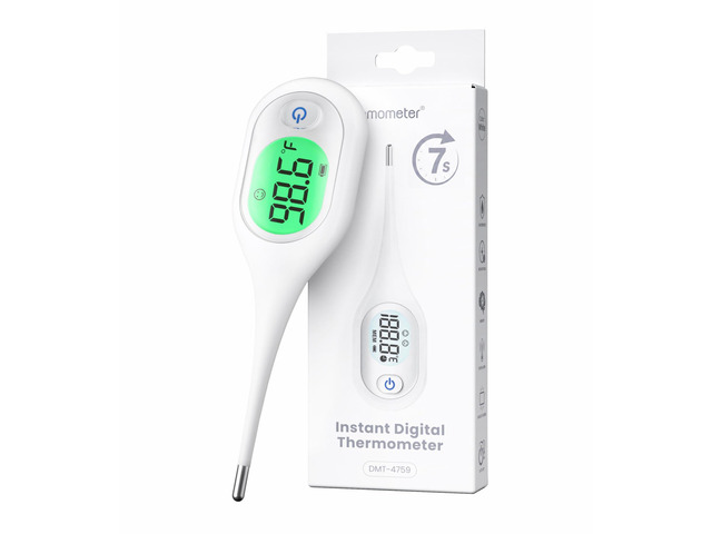 Femometer 7 Seconds Digital Thermometer for Adults and Kids Large Screen, 3-Color Backlight, Fever Alarm, for Oral Rectal Underarm Bath Use, 10...