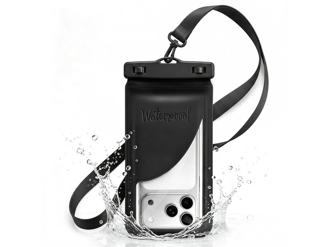 Waterproof Phone Pouch for iPhone 17 16 15 Pro Max IPX8 Black-8.3 Card Pocket, Lightweight, Large Cellphone Dry Bag, IPX8 Rated, Beach Essential,...