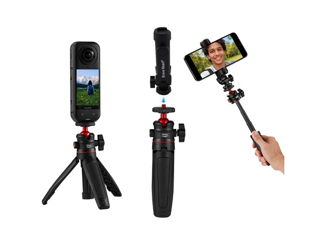 1/4' Screw Mount Mini Tripod Selfie Stick, Portable Tabletop Stand for Phones & Most Cameras, Lightweight Handheld Support for Video Filming