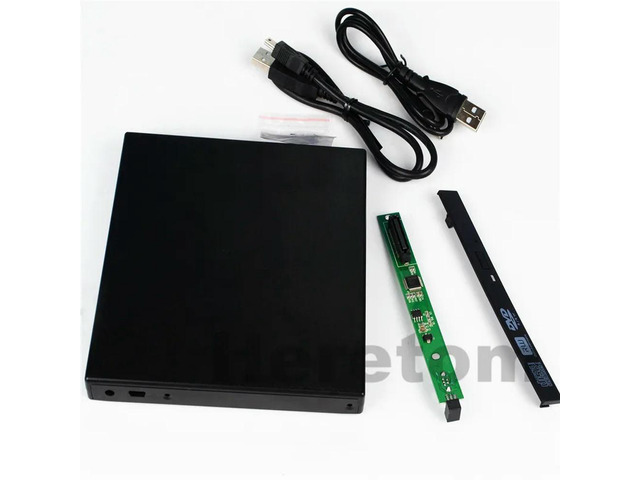 Heretom 12.7mm USB 2.0 External DVD/CD-ROM Case IDE/ PATA to SATA Optical Disk Drive Enclosure For Laptop PC