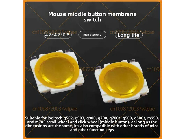 10pcs For Mouse Tactile Film Patch 4.84.80.8mm Fit G500 G502 G903 M950 Scroll Middle Button Replacement