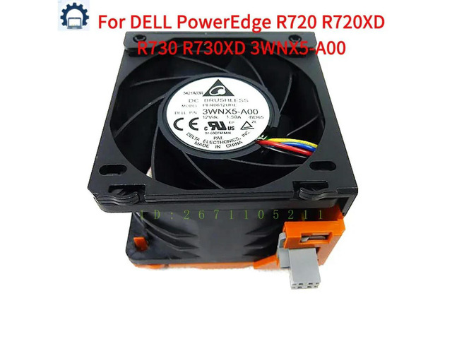 03RKJC 3RKJC 3WNX5 For PowerEdge R720 R720XD R730 R730XD 3WNX5-A00 12V 1.5A Server Cooling Fan Radiator
