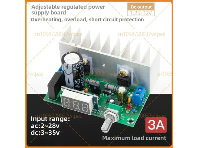 For Dual Parallel LM317 High Current Adjustable Stabilized Power Supply Board, Digital Display Voltage Regulator Module
