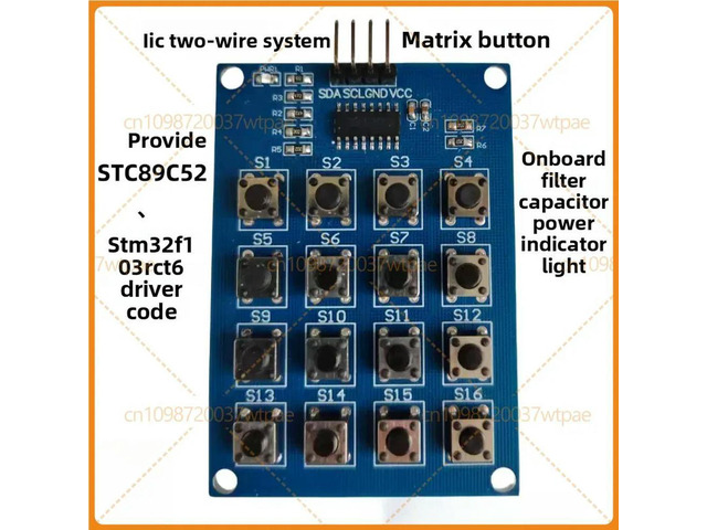 2pcs For IIC Serial 4x4 16Key DIP Matrix Keypad, 2Wire Interface Control Module