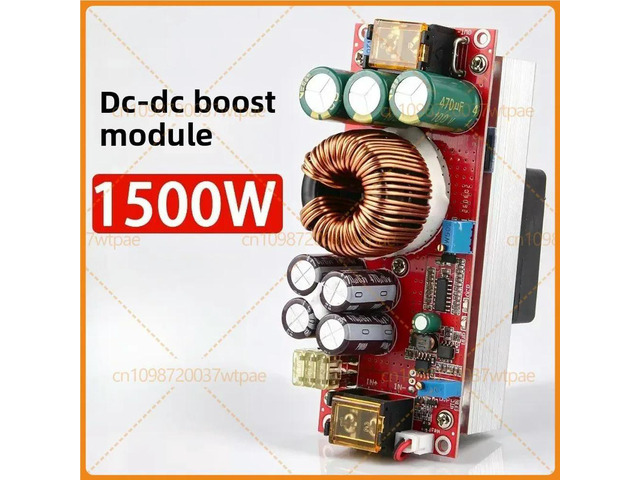 For 1500W High Power DC-DC Adjustable Boost Power Module, 12V Step Up To 24V 36V 48V, Constant Voltage Current With Cooling Fan