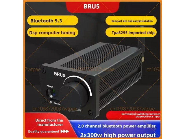 For BRU5 TPA3255 Bluetooth 5.3 Amplifier 2×300W Stereo DSP Tone Adjust Home Audio Use
